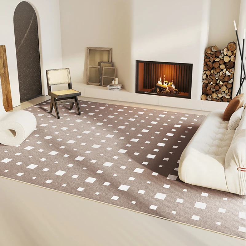 Large Area Living Room Decoration Carpet Fluffy Soft Plush Rug Home Cream Style Floor Mat Thick Checkerboard Rugs for Bedroom image 4