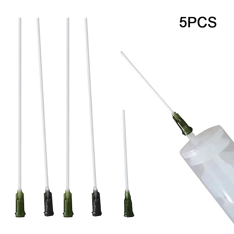 New 5pcs Tip Extra Long Total Length 100mm Blunt Tip Flat Head Paste Syringe Adhesive Glue Liquid Dispensing Needle
