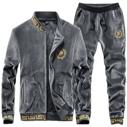 end High men's double-sided gold velvet J jacket suit warm casual sportswear in autumn and winter