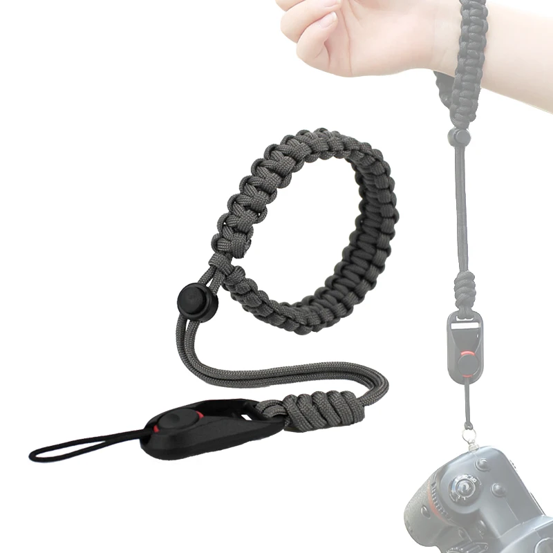 Stylish Weaving Paracord Braided Camera Wrist Strap Rapid Link Connectors Quick Release Buckle for DSLR Rangefinder Binoculars