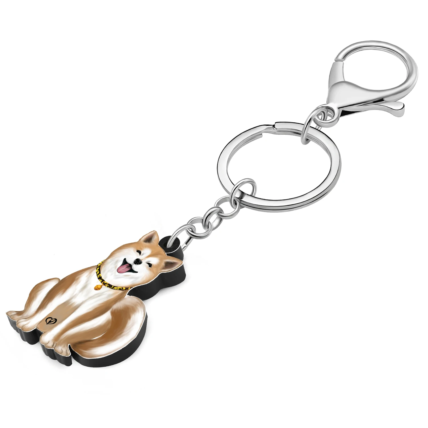 BONSNY Acrylic Sitting Japanese Akita Dog Puppy Key Chains Backpack Purse Key Ring For Women Kid Pets Gifts Accessories