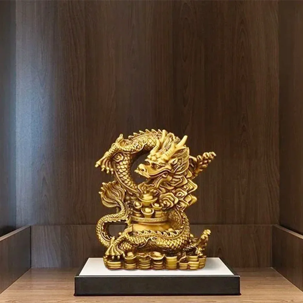 Copper Lucky Animal Dragon Ornaments Treasure Dragon Zodiac Home Desktop Statues Decor