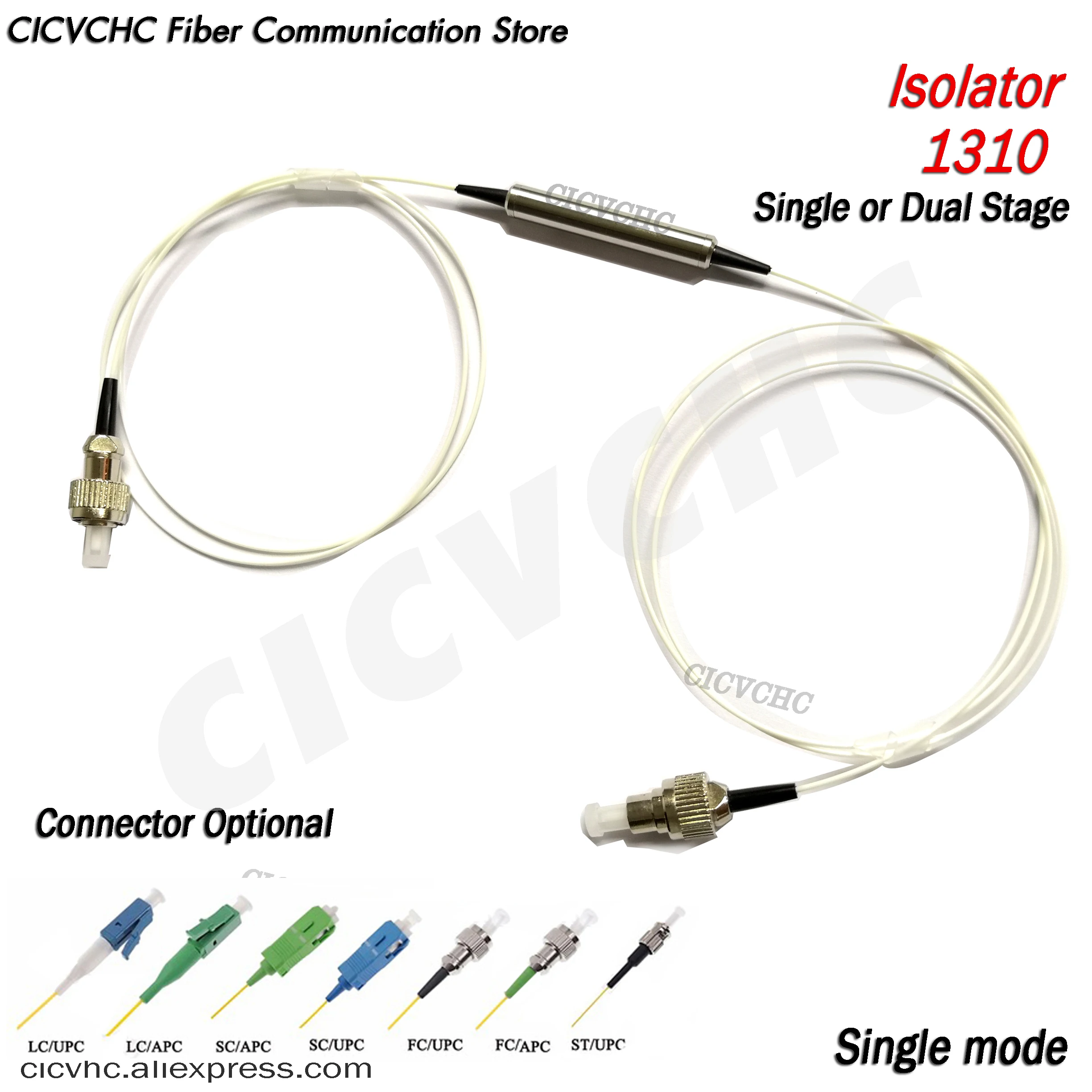 Polarization-Insensitive Optical Isolator with 1310nm, Single or Dual Stage, SC, LC, FC, ST