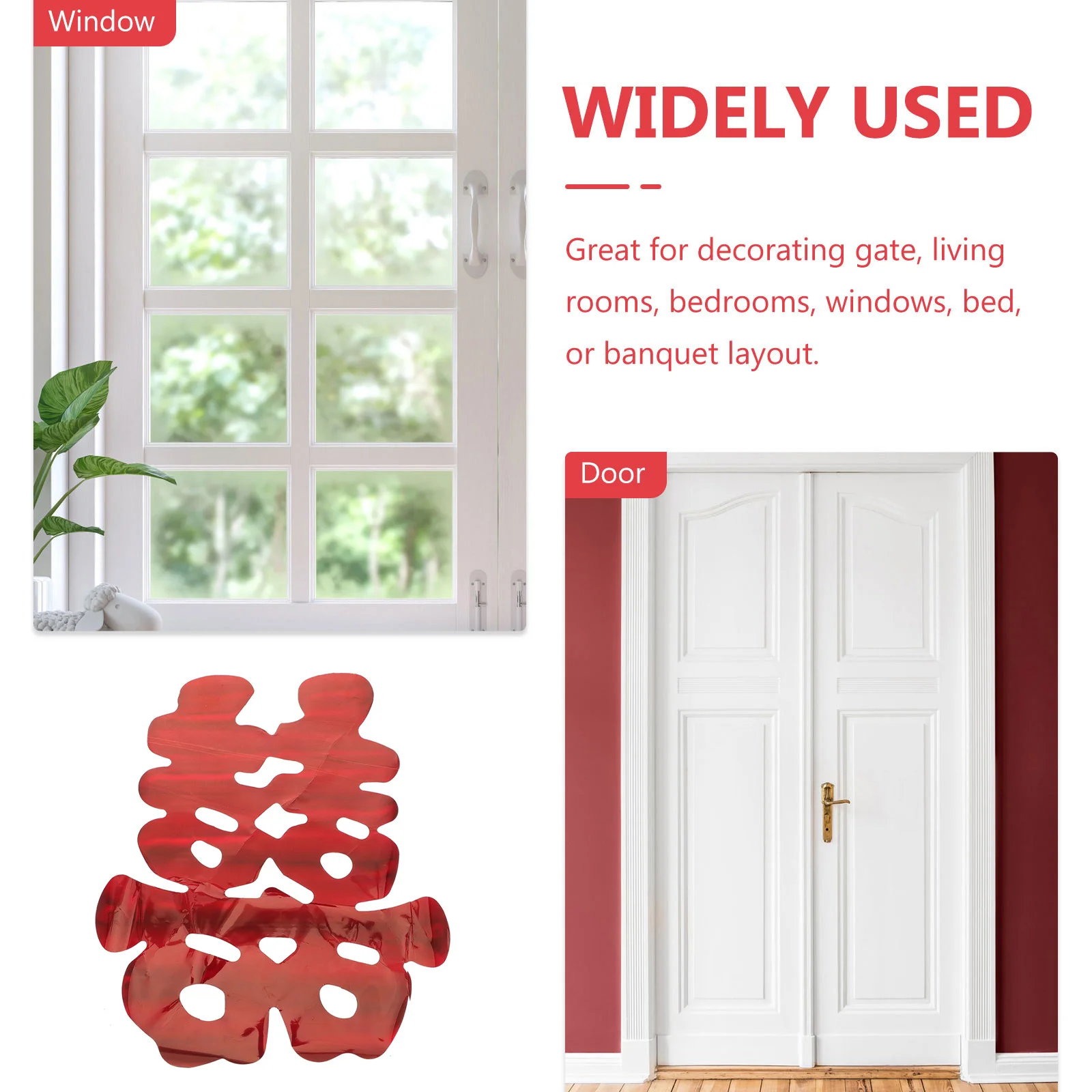 

100Pcs Red Sticker Plastic Chinese Wedding Stickers Romantic Wedding Room Decor Door Window Decoration