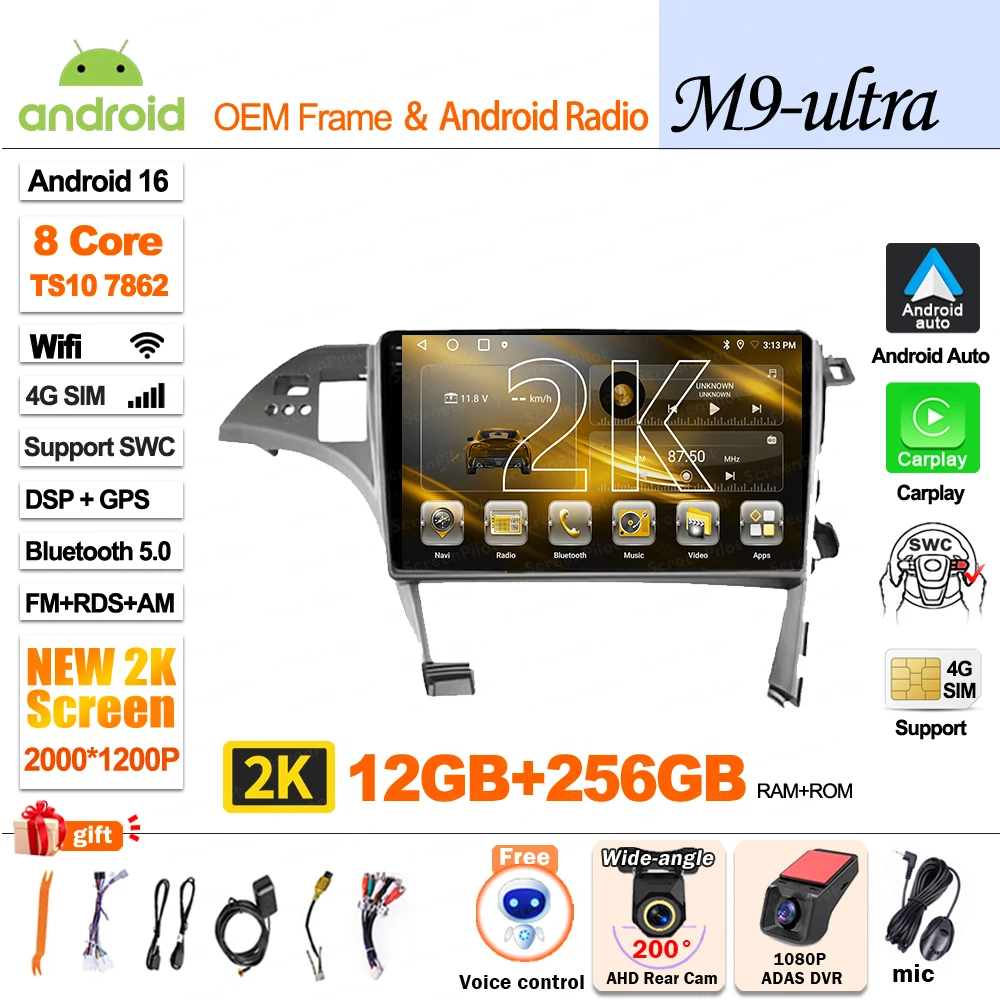 Android 16 Voor Toyota Prius 3 XW30 2009 - 2015 Stereo Head Unit Multimedia Video Player GPS Navigatie Bluetooth 8 Core Wifi 5G