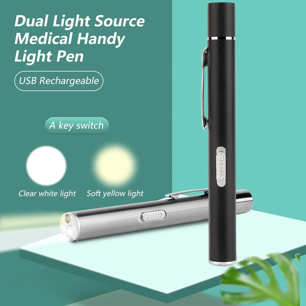 USB Rechargeable Medical Handy Pen Light Mini Nursing Flashlight LED Torch Lamp With Stainless Steel Clip Pocket Led Flashlight