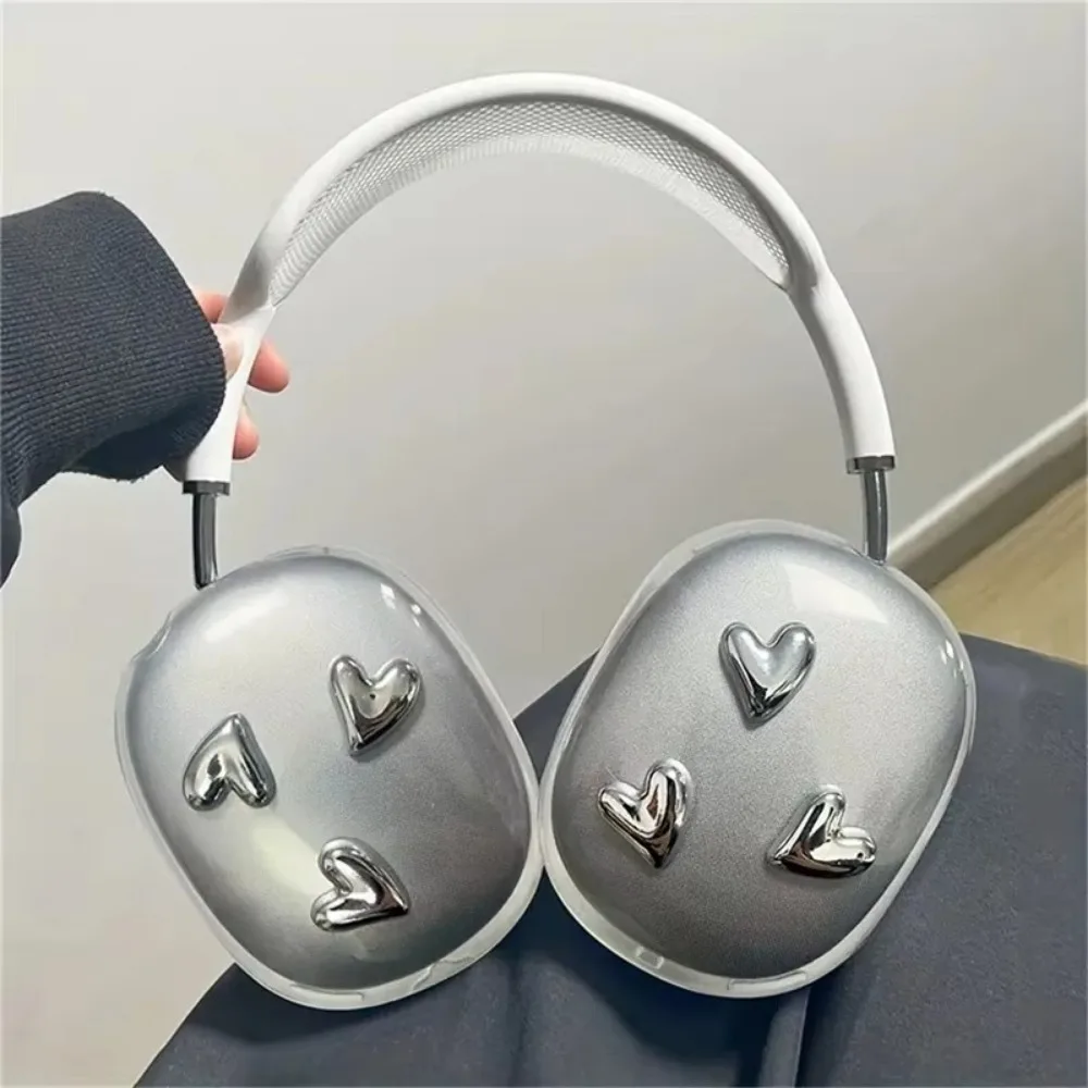 3D Headphone Protective Case Transparent Love Heart Protection Cover Universal Anti-scratch Earphone Cases for AirPods Max
