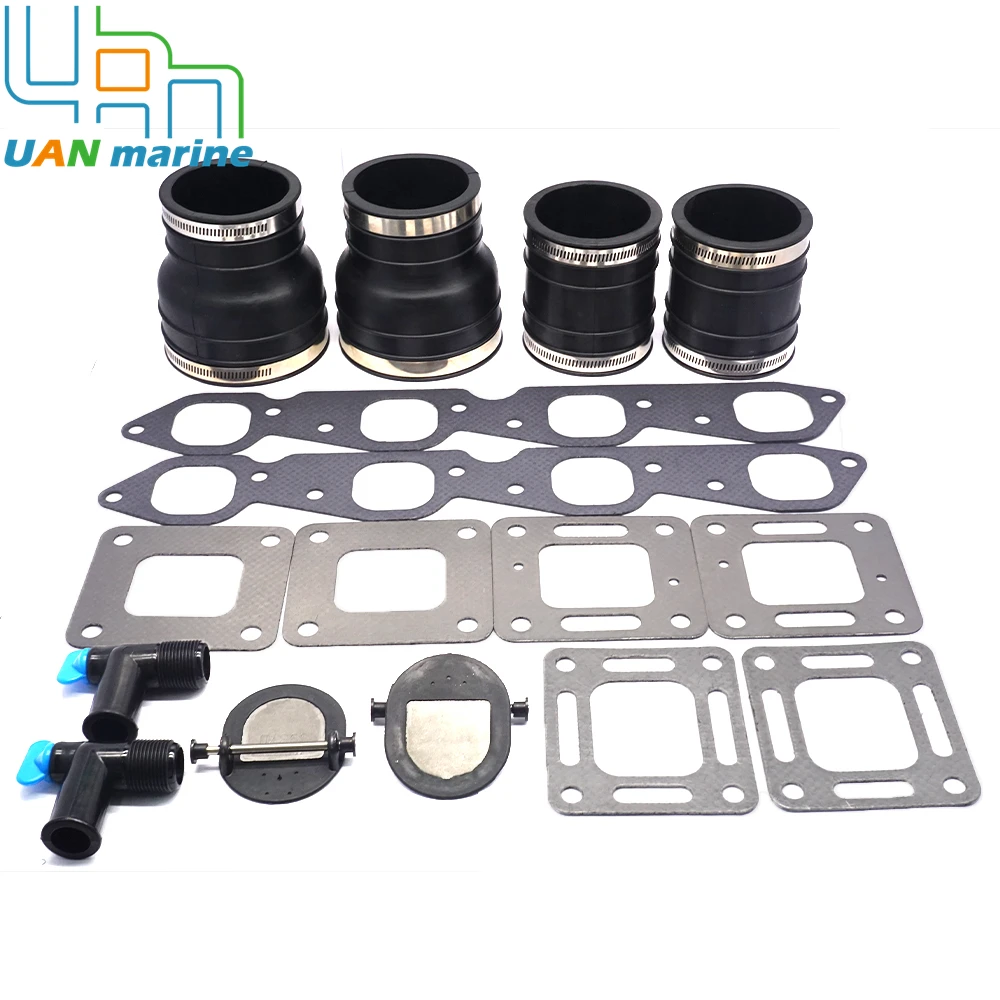 Kit de juntas húmedas de escape 27-46820, Kit de fuelle con Kits de juntas para MerCruiser V8GM 454, 502, 22-806926A1, 27-863726, 32-90949T