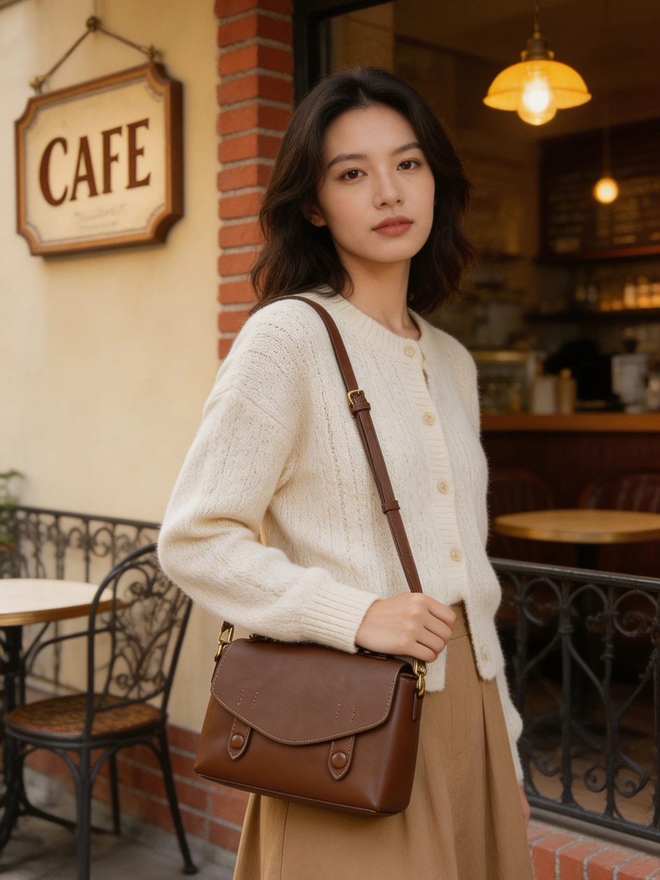 

Women's Solid Color Versatile Commuting Bag Retro Brown Leather Handbag Multi-compartment Cambridge Bag Cute Top Handle Crossbod
