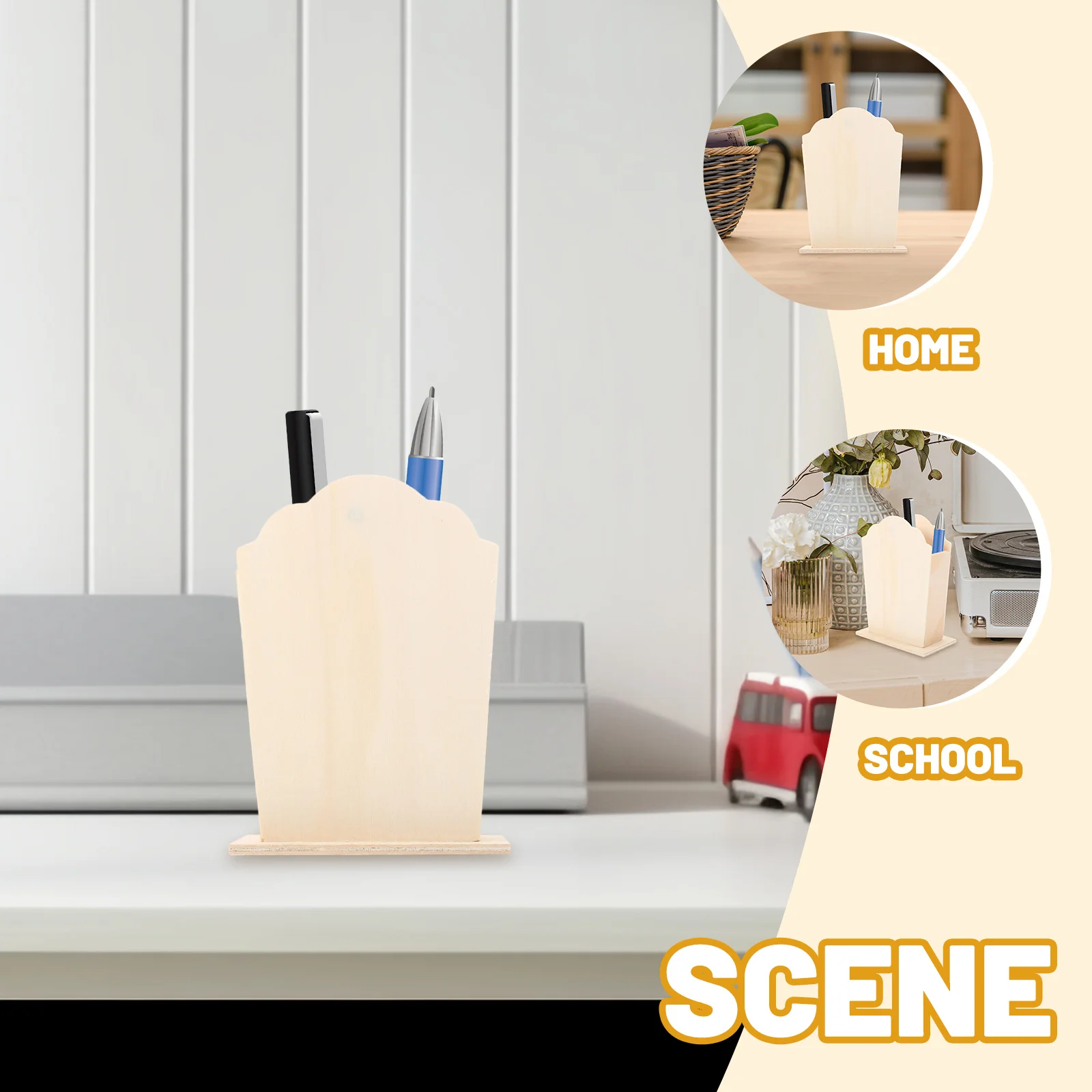 

4Pcs Blank Wood Pen Holder DIY Paintable Multi-Purpose Stationery Container for Kids and Adults Home Office Use