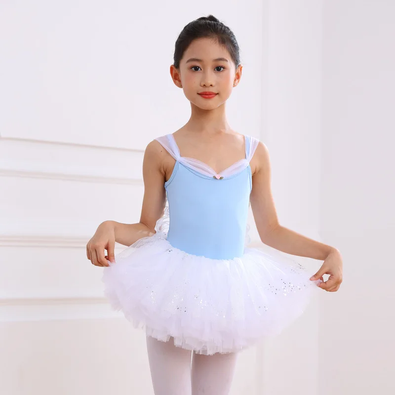 Girl Ballet Summer Spaghetti Strap Butterfly Sequined Lace Trim Tulle Tutu Leotard Kids Fairy Style For Stage Performance Outfit - view 3