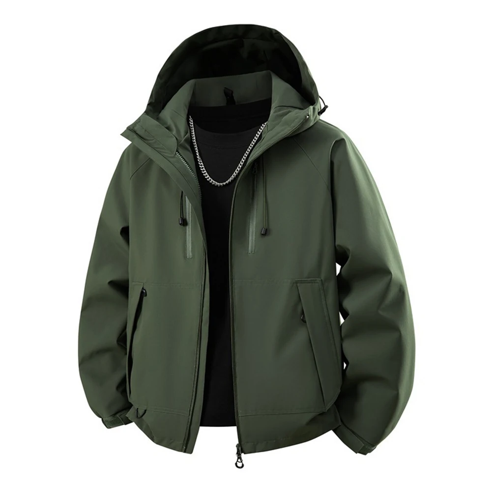 Мужская куртка с капюшоном на молнии, водонепроницаемая женская ветровка, однотонное спортивное пальто для кемпинга