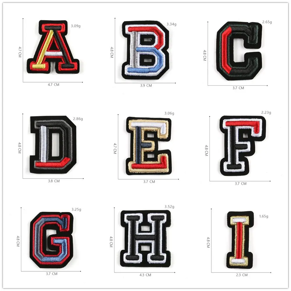 1PC A-Z lettere patch alfabeto toppe ricamate ferro su toppe per cappelli camicie Jeans borse Badge accessori per cucire termoadesivi