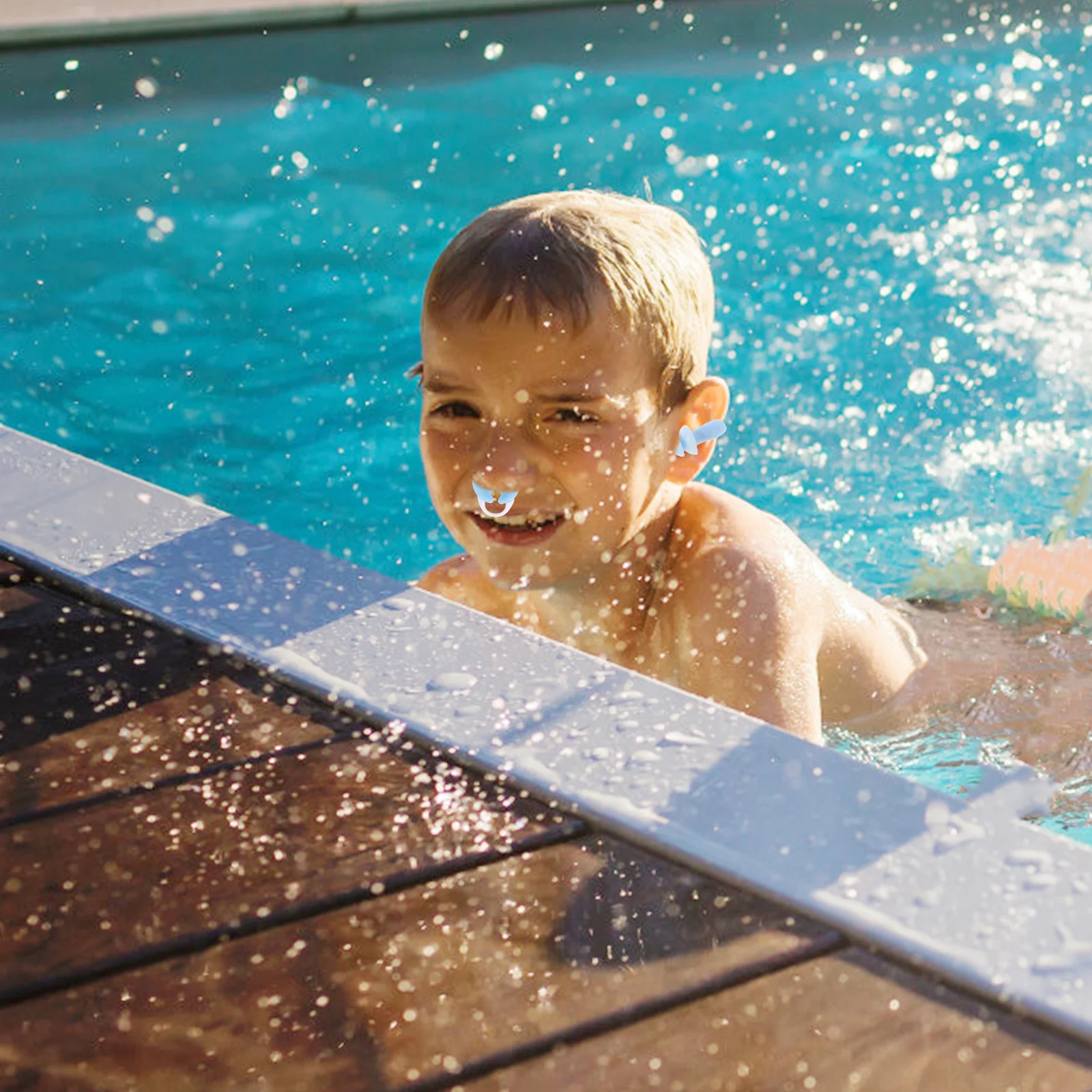 

1Set Swimming Nose Clips Ear Plugs Set Waterproof Silicone Nose Plugs Blue Size M Protector for Swimming Diving Surfing