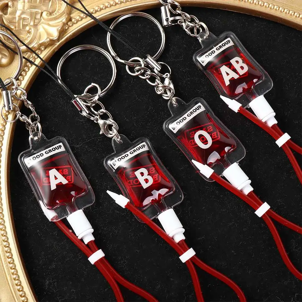 نوع A B O AB البلازما الدم حقيبة المفاتيح حقيبة سحر PVC أحزمة الهاتف المحمول أزياء فريدة من نوعها هالوين الدم قلادة DIY التبعي