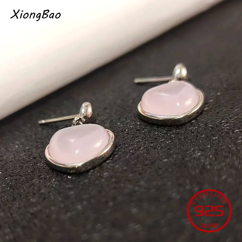 brincos bijoux 925 stamp Sterling silver Earrings Natural Stone Pink Crystal Heart Dangle Earrings For Women oorbellen 2026 New