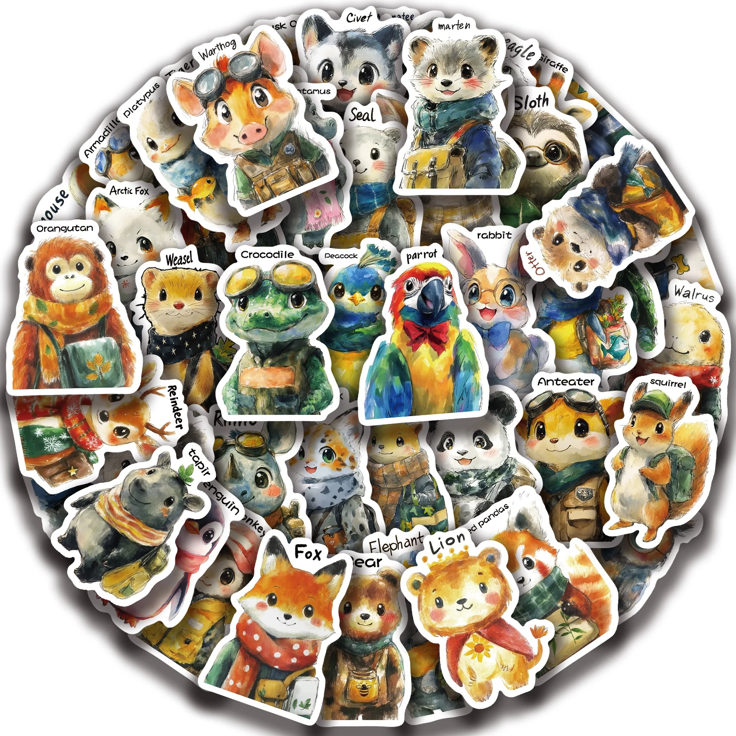 50pcs แฟนตาซีสัตว์การ์ตูนคลิปสติกเกอร์ศิลปะ Graffiti ตกแต่ง DIY สมุดภาพความงามสติกเกอร์แพ็คสําหรับขวดน้ํารถ