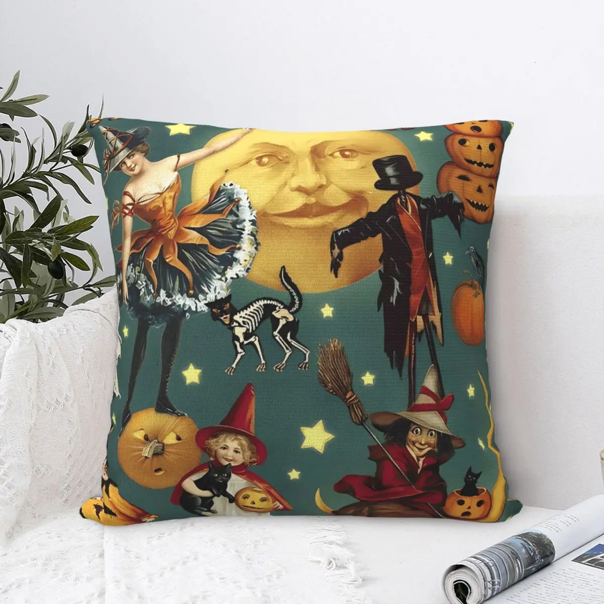 

Pillow Cover Vintage Enchantment Halloween Design Cushion Cover Funny Pillow Case For Sofa Car Home Decor Pillowcases