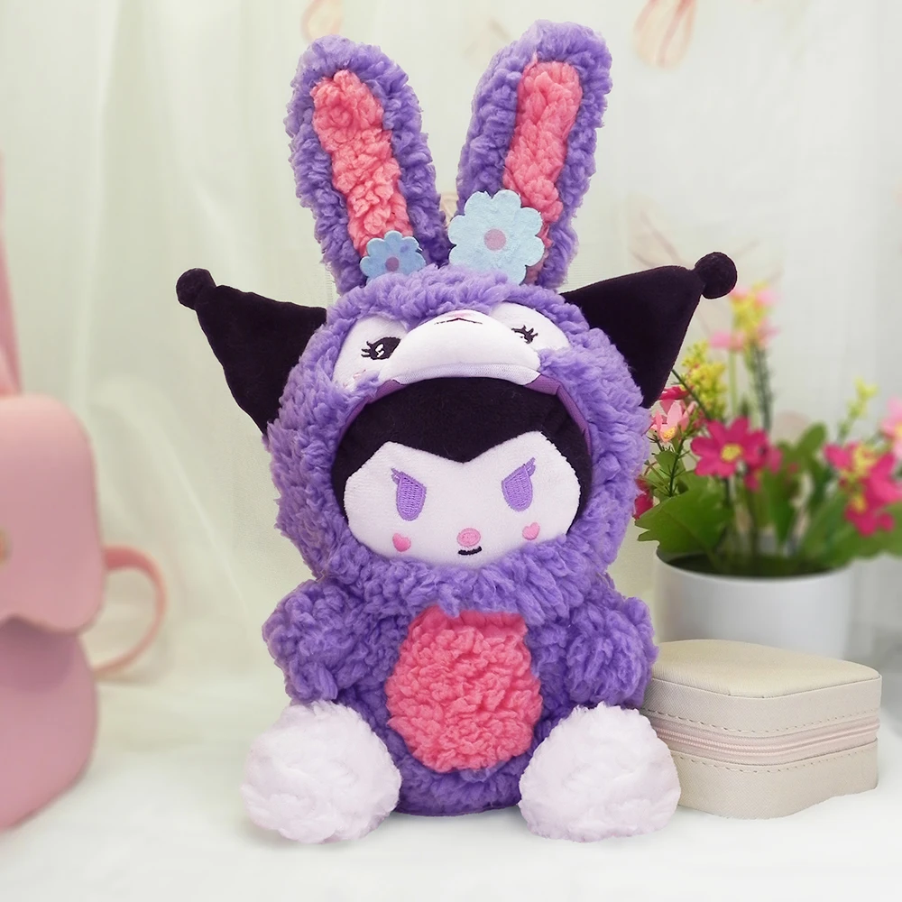 Mainan boneka mewah Sanrio 20cm boneka Anime Kuromi lucu boneka kartun Kuromi mainan hadiah Natal bantal anak-anak boneka lembut