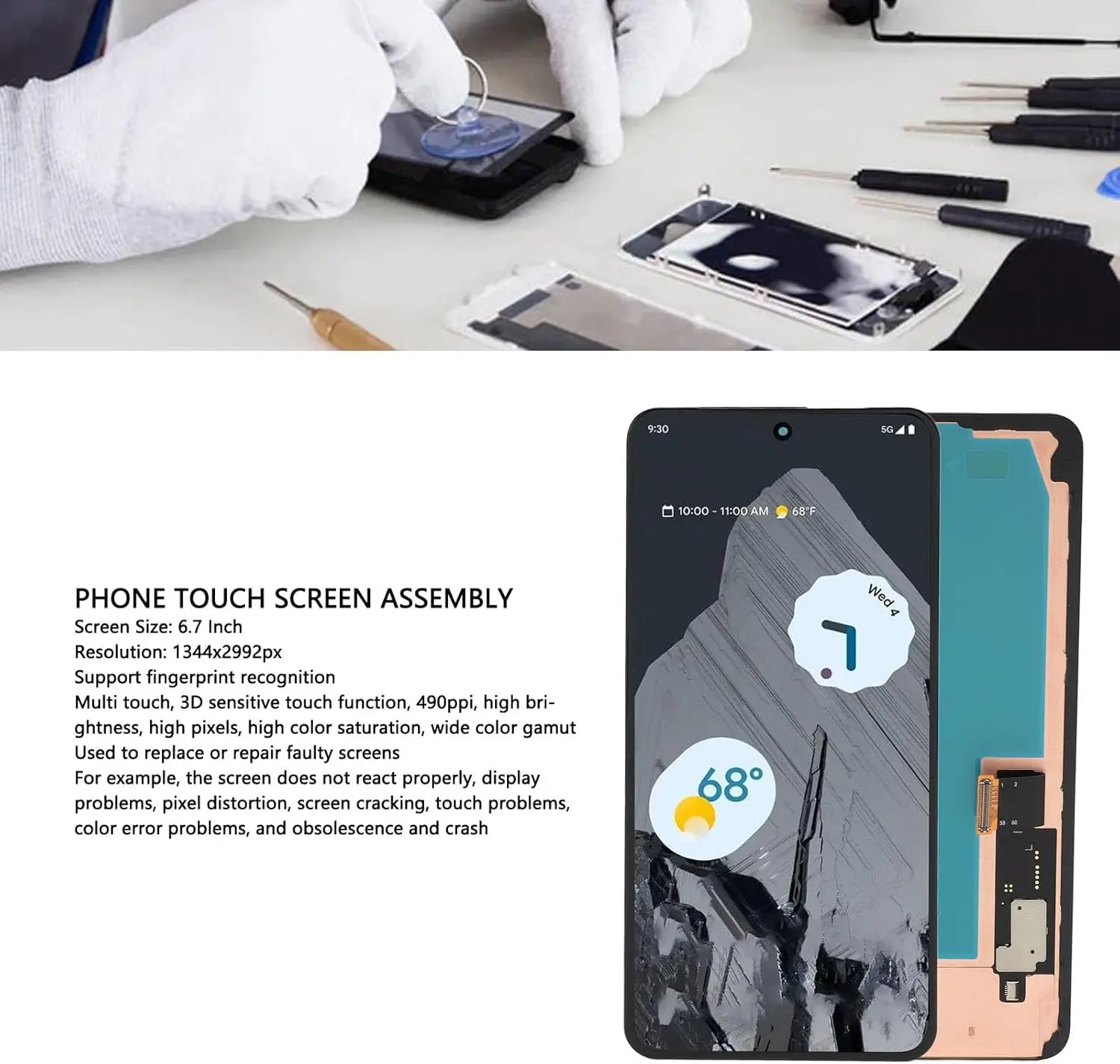 6.7 Inch OLED For Google Pixel 8 Pro Screen Replacement Touch LCD Screen Digitizer Assembly For Pixel 8 Pro Display GC3VE G1MNW