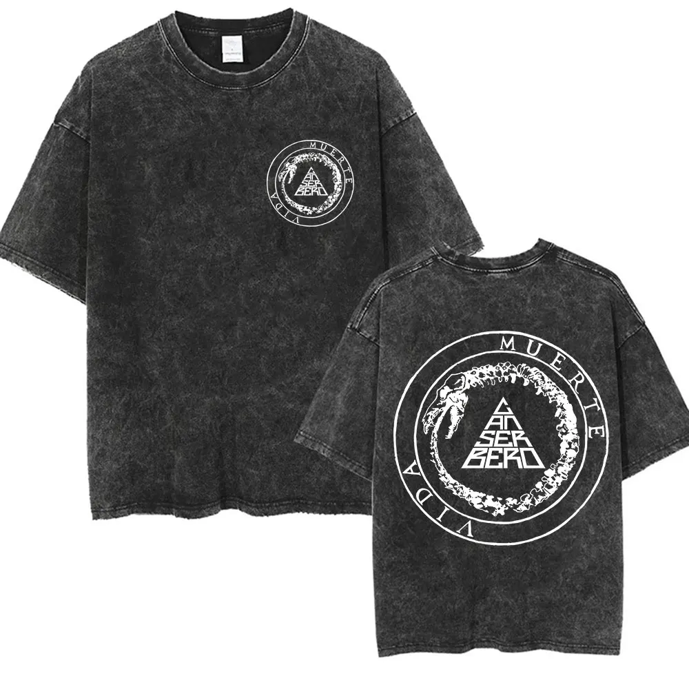 

Rapper Canserbero Logo Vintage Washed Merch T Shirts Men's O-Neck High Quality Fashion T-shirt Man Hip Hop Style Clothing Tshirt