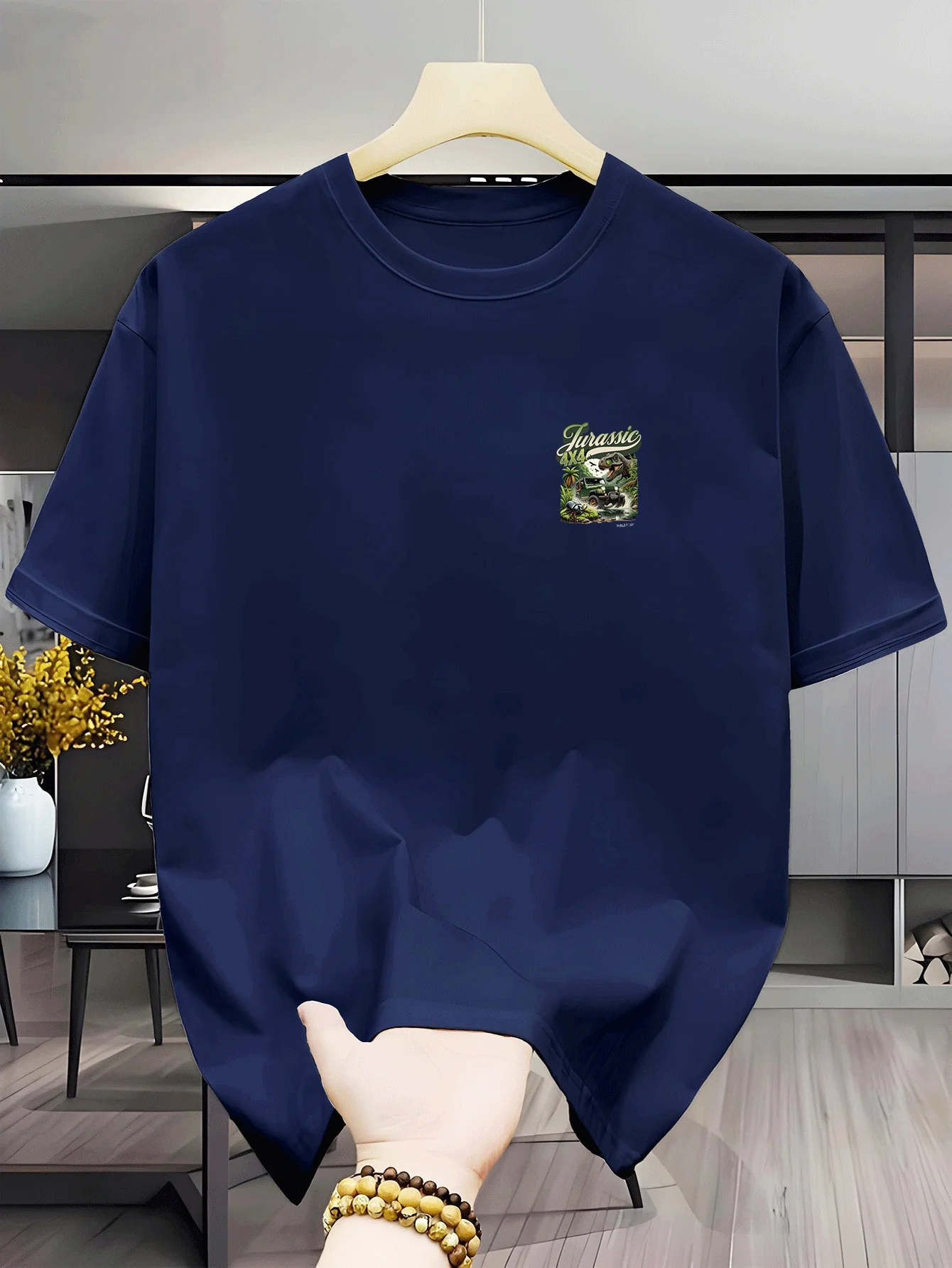 Men's Crew Neck Short Sleeve T-Shirt, Everyday Item, Washable, Fashionable, Flexible, Textured Finish, Stretchable, Easy Care, S