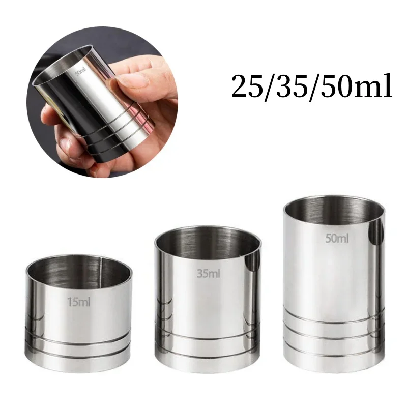 25/35/50ml Stainless Steel Measuring Cup Cylindrical Cocktail Ounce Jigger Wine Drink Measurer Bartending Bottle Bar Accessory