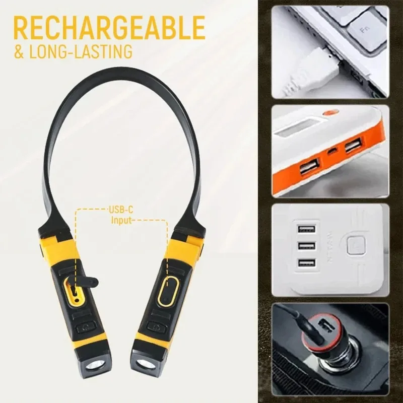 LED Neck Light Rechargeable Portable Outdoor Night Running Reading Camping Repairing Long-lasting Light With 2 Light Modes