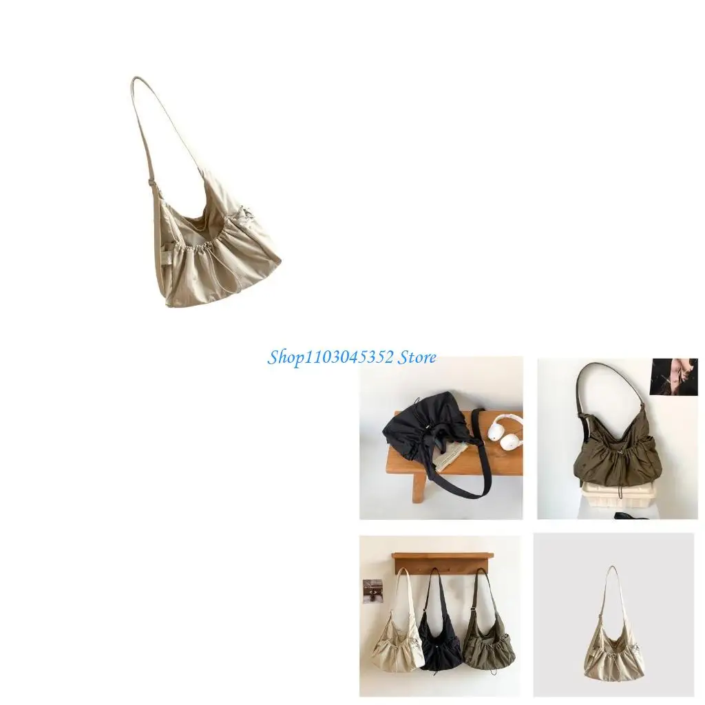 

Современная морщинистая текстурированная сумка через плечо с регулируемым ремнем. Организационный интерьер.