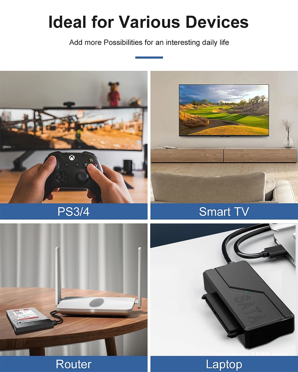 TISHRIC USB-SATA-Kabel, USB 3.0 auf 22-poliger SATA-Adapter, unterstützt 3,5 2,5 Zoll externe HDD SSD-Festplatte, externer Festplattenleser – Detail 11