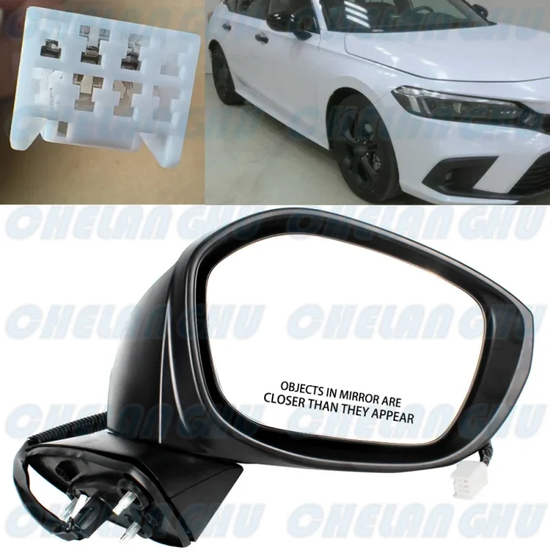 

For Honda US Version Civic 2022 2023 Right Side 3 Pins Pearl White Painted Power Adjust Reversing Mirror Assembly