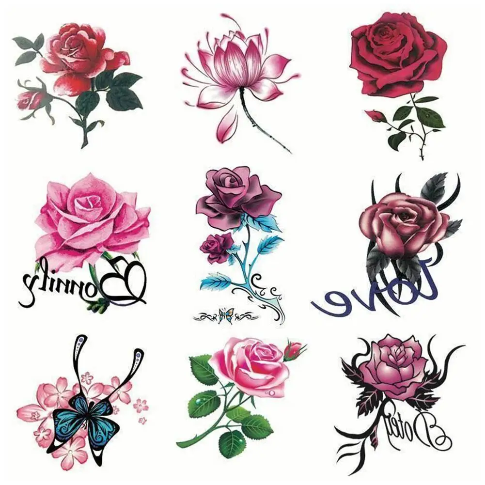 Waterdichte Tijdelijke Tattoo Stickers Sexy Simulatie Roos Bloem Vlinder Enkelsleutelbeen Mannen Vrouwen Body Art Tattoo Stickers