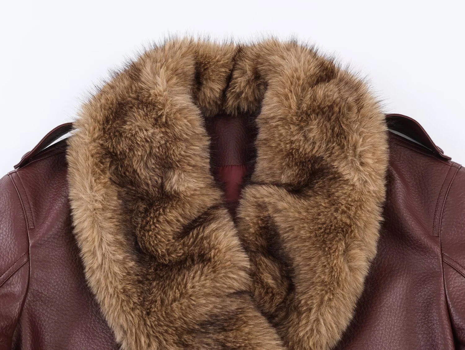 Inverno novo produto feminino solto destacável gola de pele imitação jaqueta de couro jaqueta de couro