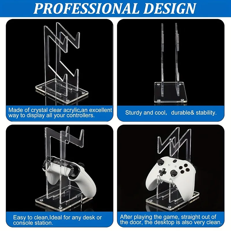 حامل وحدة تحكم ألعاب عالمي لجهاز Xbox Switch PS5 PS4 حامل قاعدة عرض مقبض اللعبة الشفاف لهاتف وحدة التحكم في الألعاب