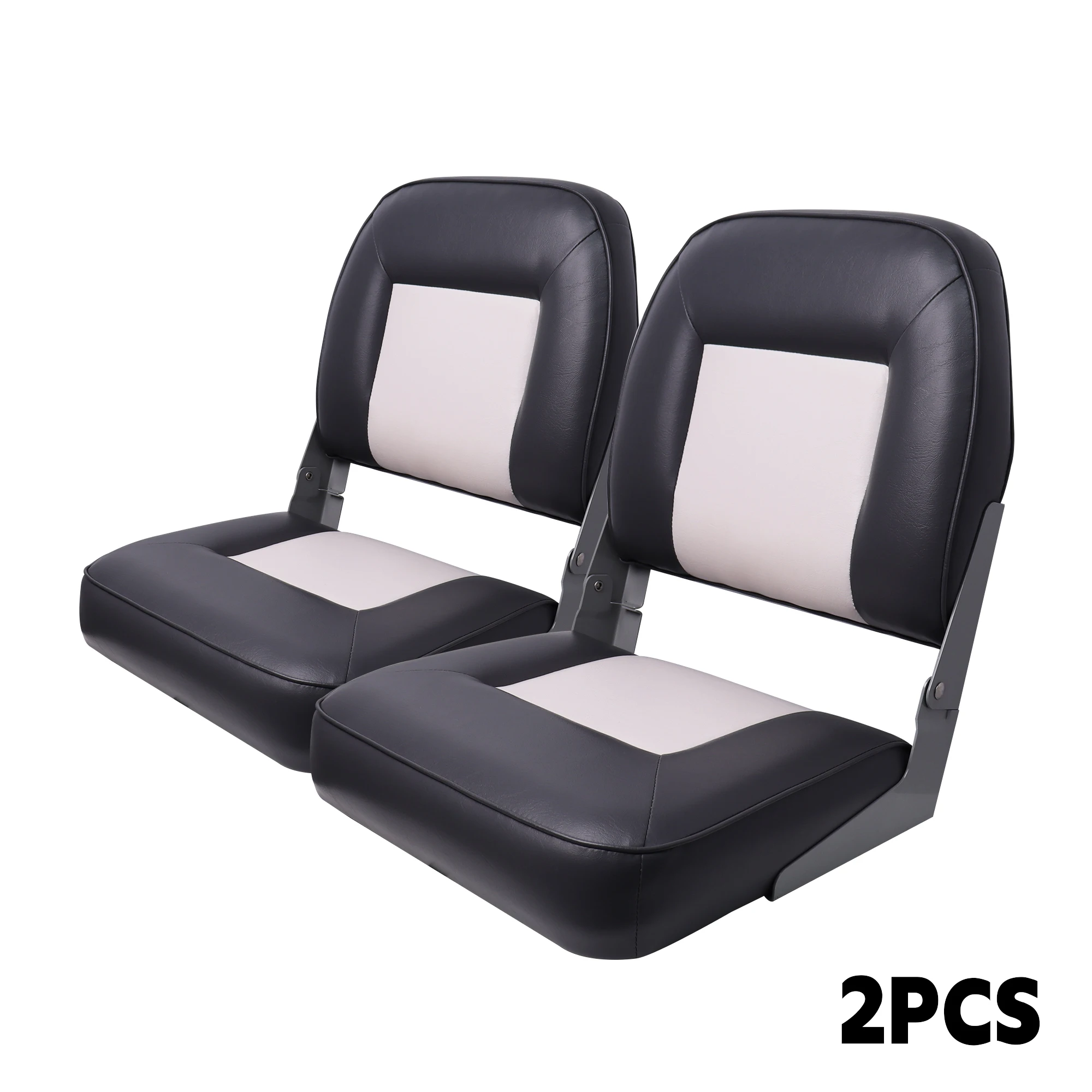 2 pcs Folding Boat Seat White and Dark Gray Marine Boat Seat Waterproof Marine Folding Chair