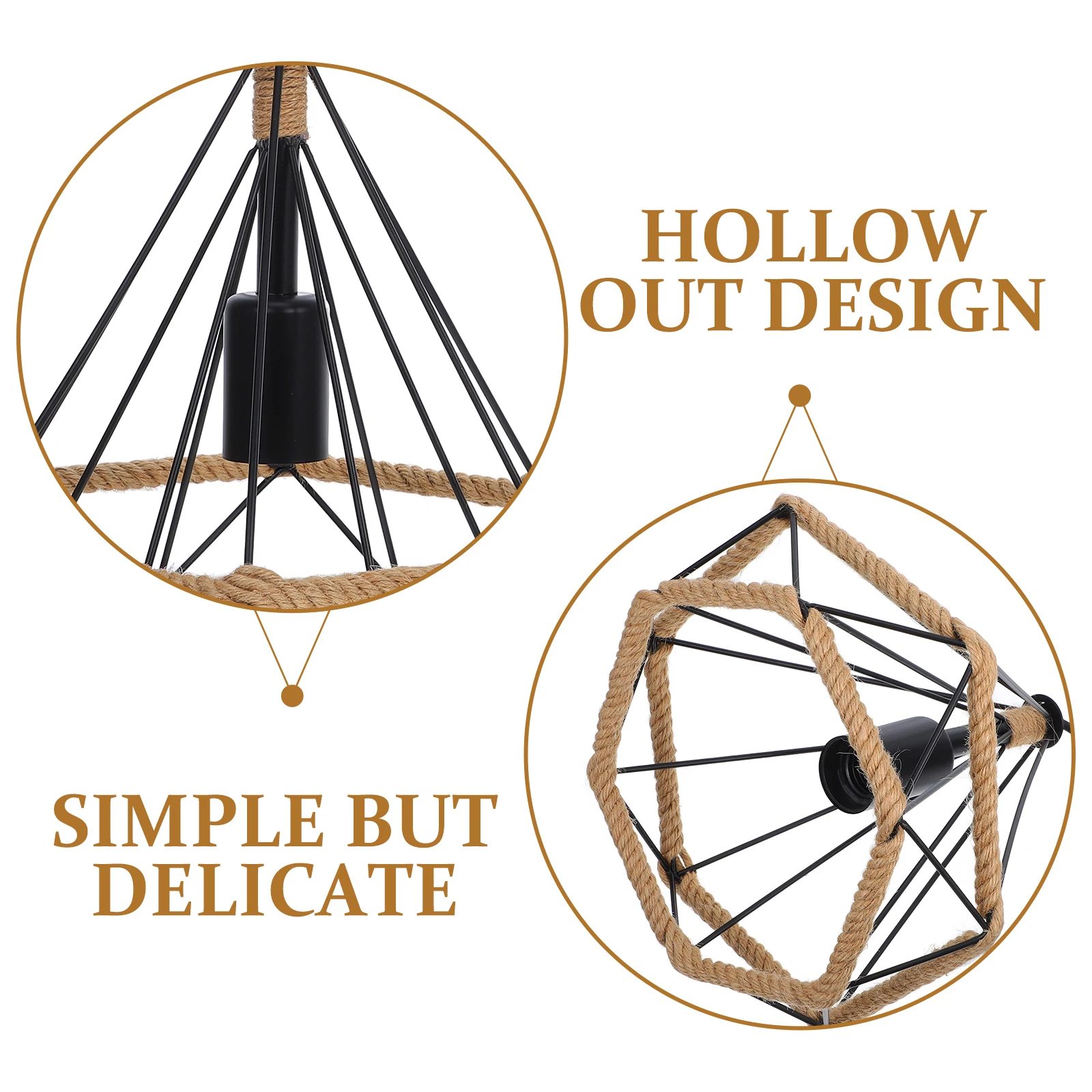 Wrought Iron Rope Ceiling Lamp Vintage Diamond Shaped Chandelier Country Style Hanging Pendant Light 110-220V E27 Decorative