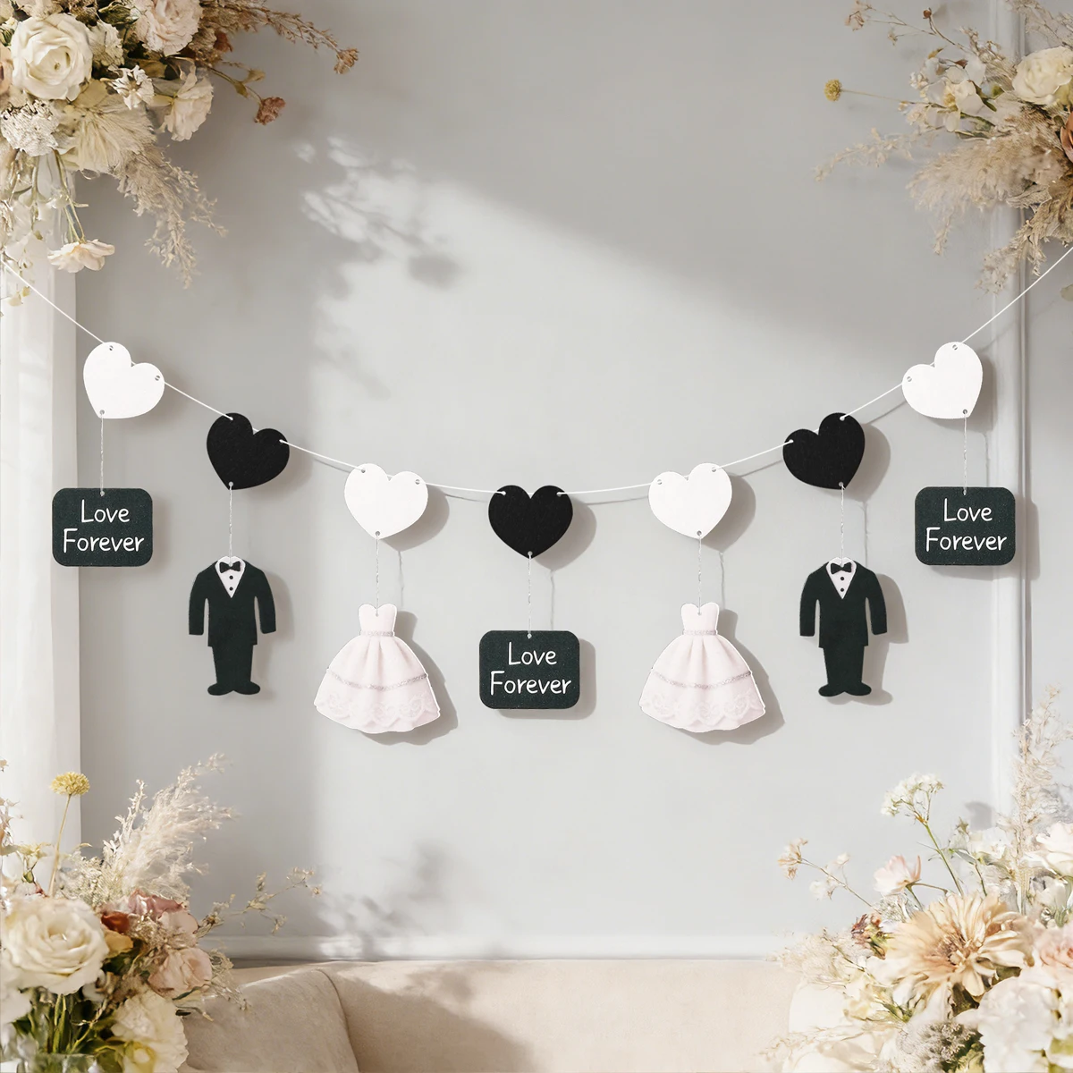 Wedding Suit and Dress, Bride and Groom, Mr. and Mrs., Engagement and Wedding Banner, Party Decoration Backdrop Hanging Flag, He