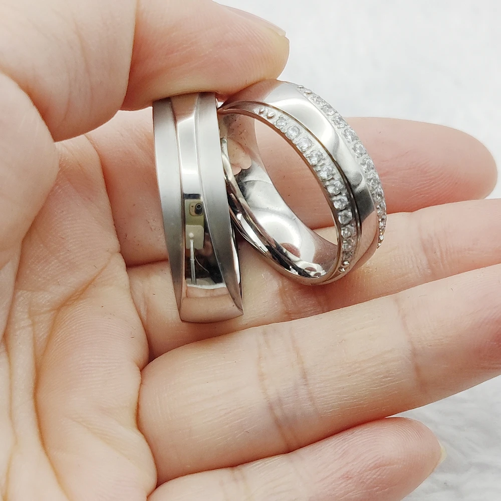 Luxury Trendy Jewellery Wedding Rings Couple Cubic Zirconia Ring  Engagement Rings For Man and Wife No Rust No fade
