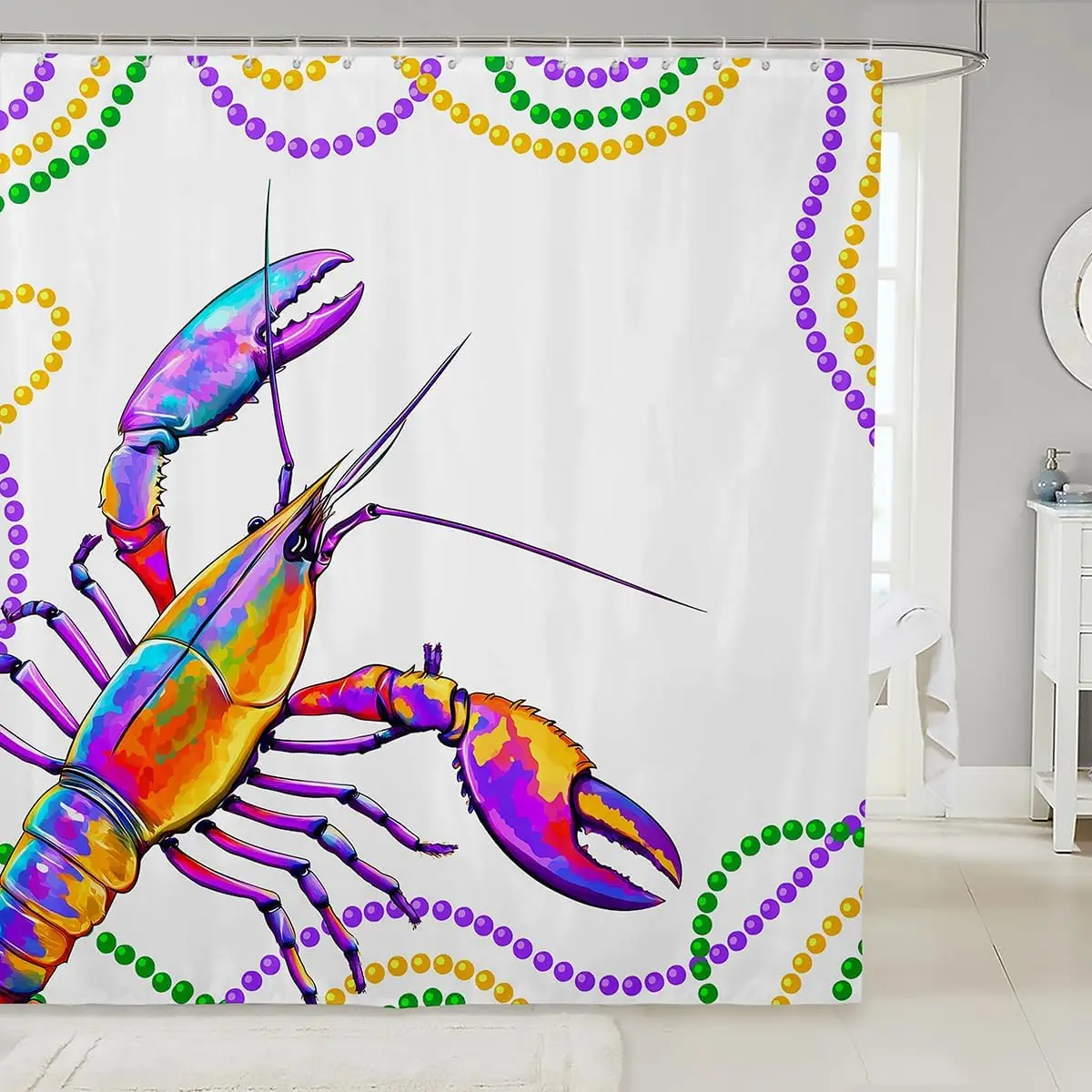 

Красочная занавеска для душа с изображением раков и бусин в стиле Марди Гра, 70x70 дюймов