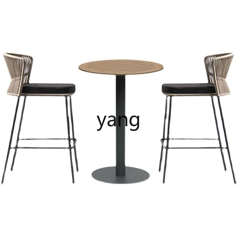 

LMM Outdoor Barstool Villa Terrace Rattan Chair Creative Bar Armchair