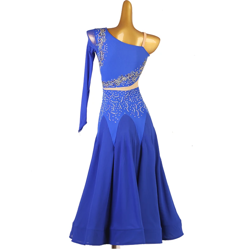 Modern Dance blue Dress National Standard Dance Waltz Performance Competition Dresses Professional Social Dance Costume Skirt