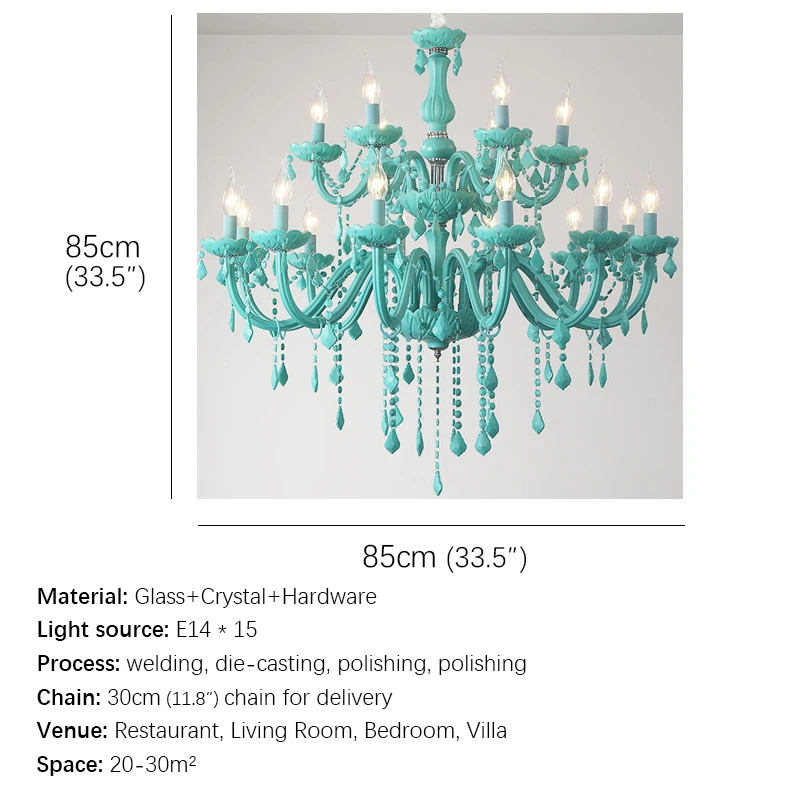 Oufula European Green Crystal Chandelier Luxury Children's Room Living Room Restaurant Bedroom Cafe Clothing Store Pendent Lamp