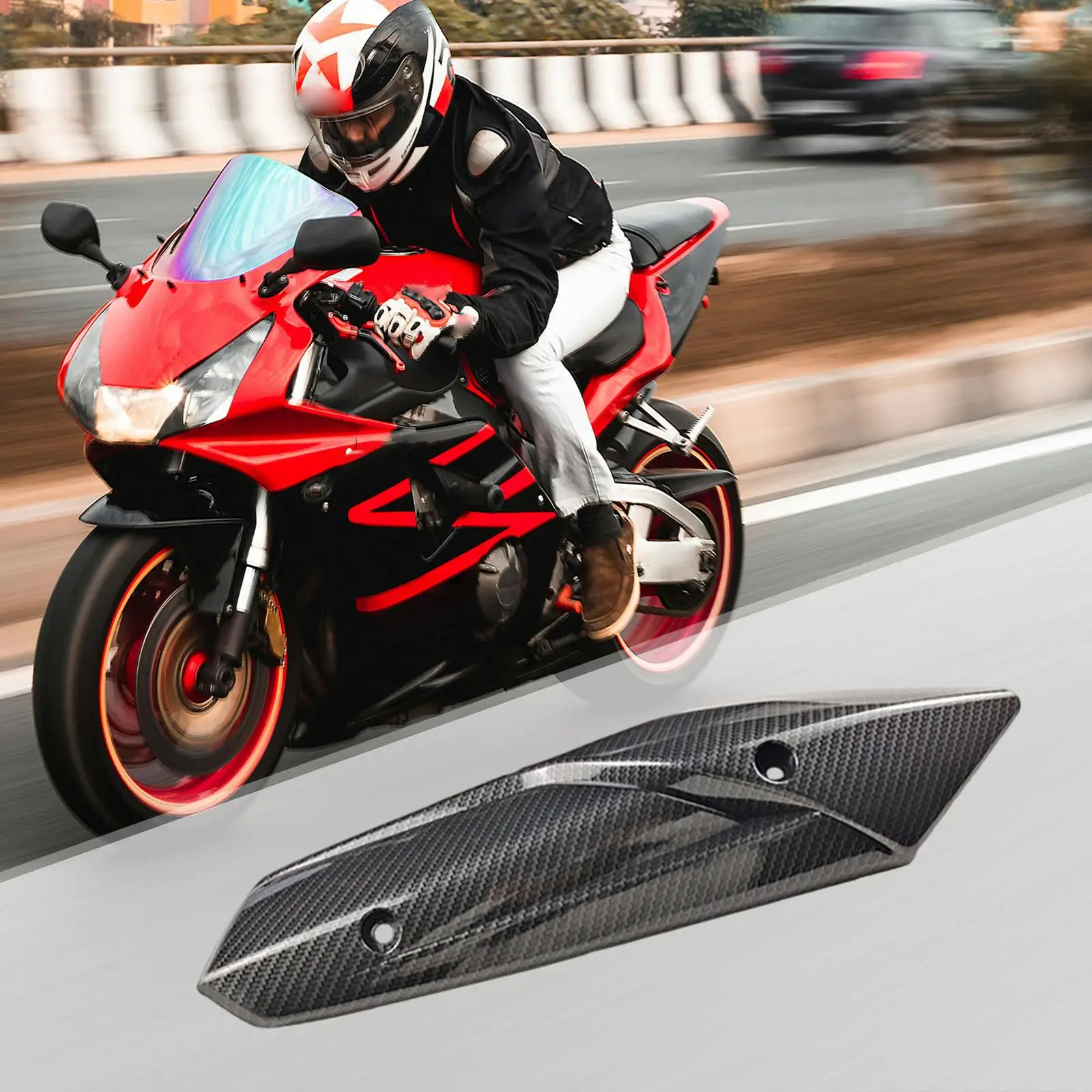 Generic Motorcycle Exhaust Heat Shield Wear Resistant ABS Plastic Thermal Protection for Daily Riding