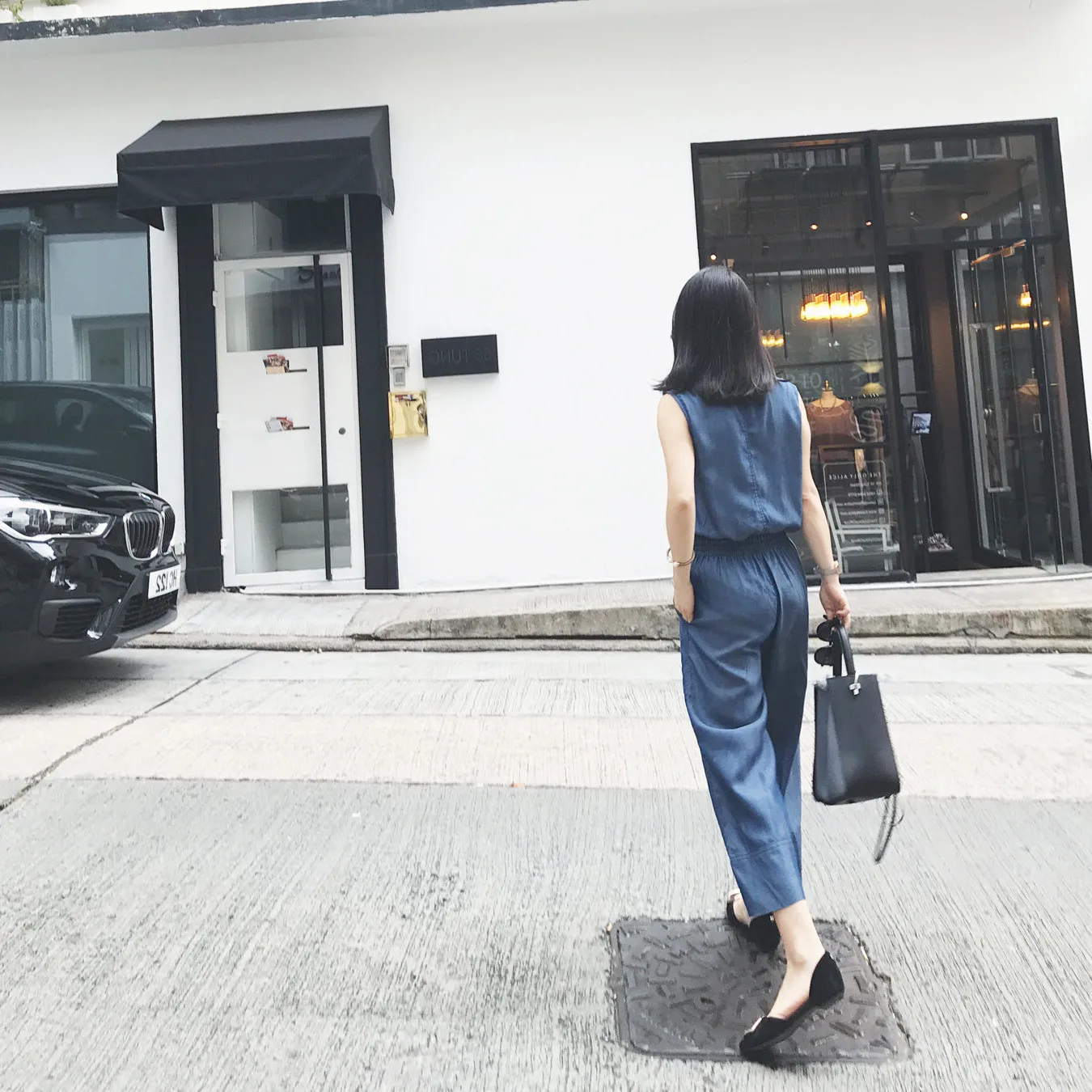 Modny kombinezon jeansowy z szerokimi nogawkami z jedwabiu z Doliny Dyni, wyszczuplający, casualowy, letni, nowy model 2024, wygodny do dojazdów do pracy, długie spodnie.