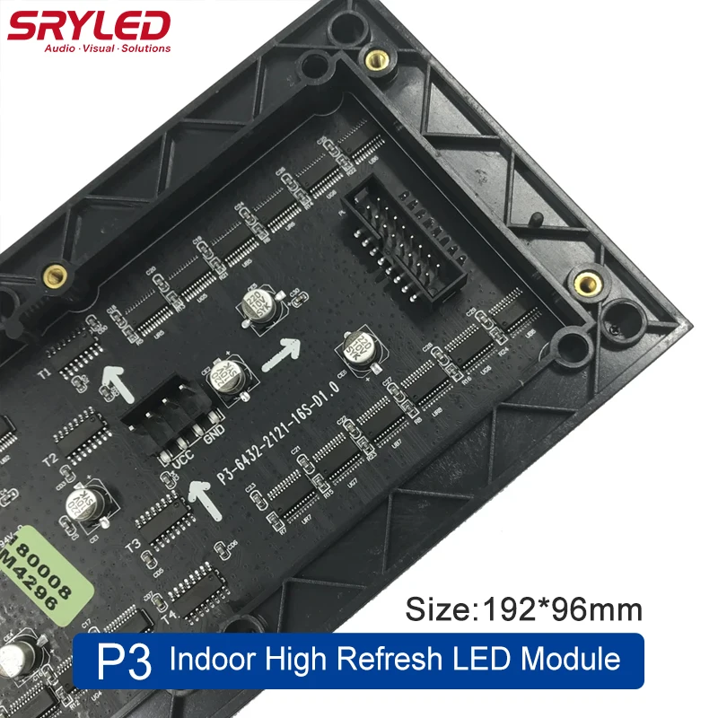 SRYLED Indoor LED Display Module P3 192mm×96mm 64×32 Pixel Matrix Advertising SMD2121 LED Board