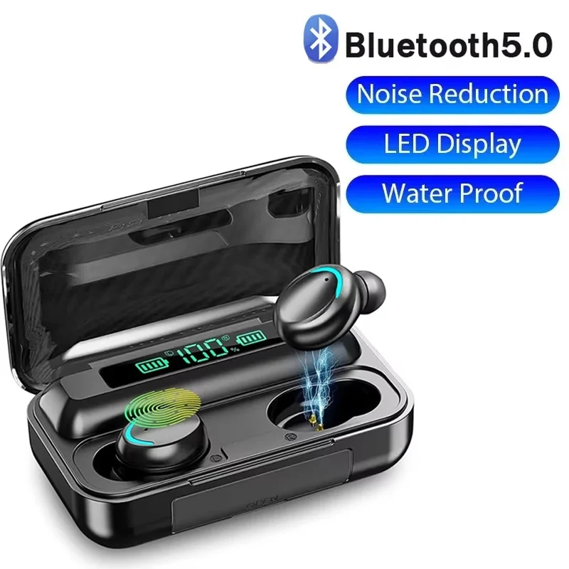 Wireless Bluetooth Earphones Sports Waterproof Headset Noise Reduction Gaming Headphone With LED Digital Display HD Calling Mic