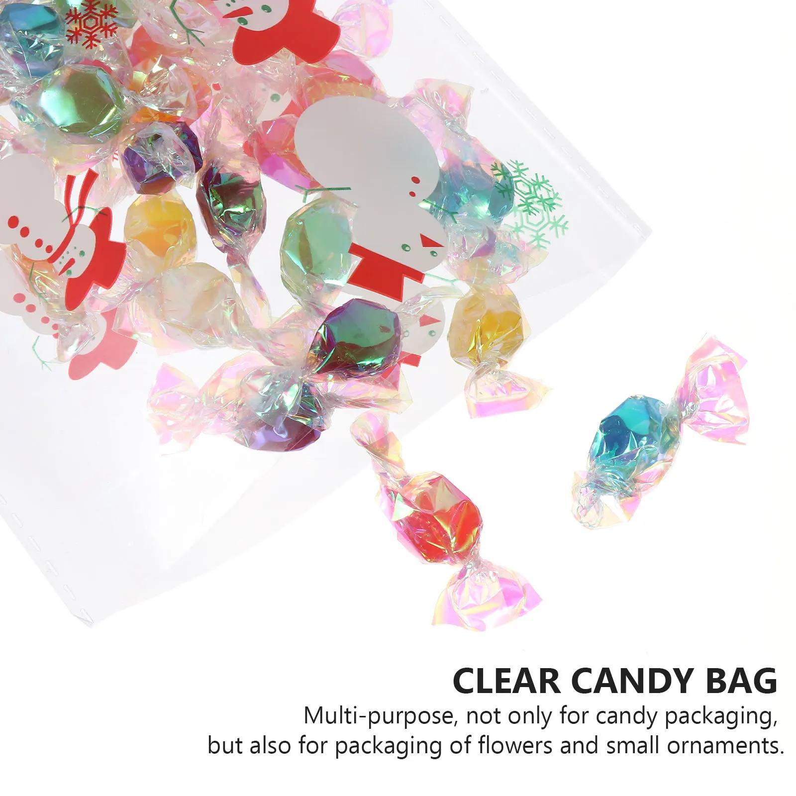 

200Pcs Apple Packaging Bag Christmas Flat Candy Packaging Bags Tie Closure Multi Purpose Clear Cookie Treat Gift Bags Festive