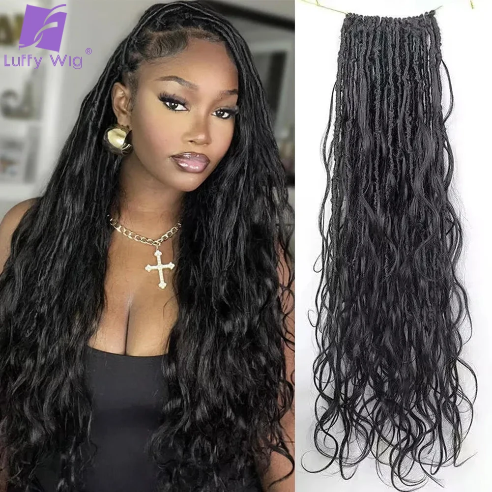 

Pre Looped Crochet Boho Locs Hair Extensions With Human Hair Curls Body Wave Curly Ends Knotless Crochet Locks Boho Human Hair