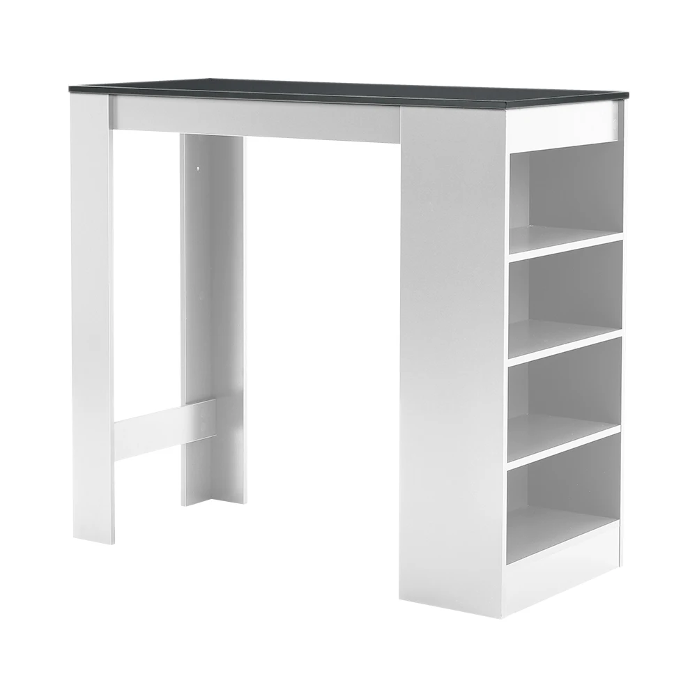 White Wooden Bar Table with Open Shelves,White Table Top