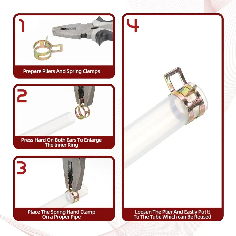 VKKM Kit assortimento fascette stringitubo con molla in acciaio legato da 75 pezzi – Durevole, a prova di perdite, multi-dimensioni per uso automobilistico e industriale